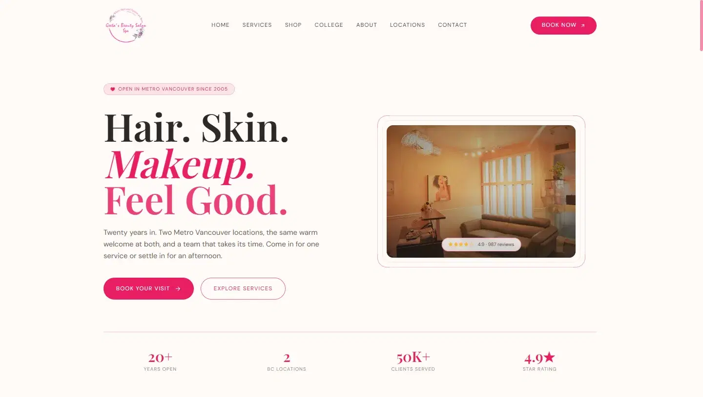 Geeta's Beauty Salon & Spa website